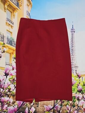 Ann Taylor Burgundy Red Wool Pencil Skirt Size 4